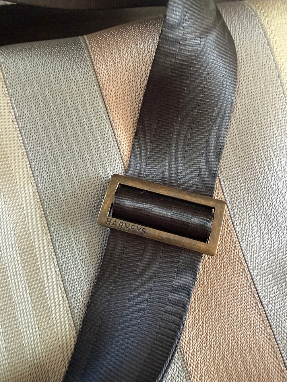 Harveys Striped Seatbelt Crossbody Bag - Brown, Gray & Cream - Picture 4 of 13
